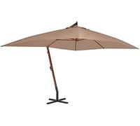 Cantilever Umbrella with Wooden Pole 400x300 cm Taupe Home & Garden Lawn & Garden Outdoor Living Outdoor Umbrellas & Sunshades Outdoor Paras