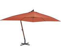 Cantilever Umbrella with Wooden Pole 400x300 cm Terracotta Home & Garden Lawn & Garden Outdoor Living Outdoor Umbrellas & Sunshades Outdoor