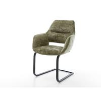 Cantilever Yago-Flex avec accoudoirs chenille olive pied cantilever plat noir ressorts ensachés