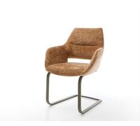 Cantilever Yago-Flex avec accoudoirs chenille rouille pied cantilever plat aspect titane ressorts ensachés