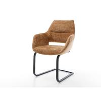 Cantilever Yago-Flex avec accoudoirs chenille rouille pied cantilever plat noir ressorts ensachés