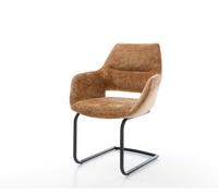Cantilever Yago-Flex avec accoudoirs chenille rouille pied cantilever rond noir ressorts ensachés