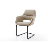 Cantilever Yago-Flex avec accoudoirs tissu mixte couleur boue pied cantilever plat noir ressorts ensachés