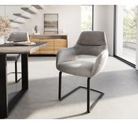 Cantilever Yago-Flex avec accoudoirs velours gris pied cantilever plat noir ressorts ensachés