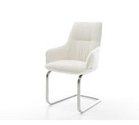 Cantilever Zelia-Flex avec accoudoirs bou oux beige pied cantilever plat acier inoxydable ressorts ensachés