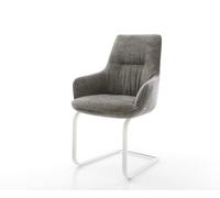 Cantilever Zelia-Flex avec accoudoirs bouclé doux boue pied cantilever plat blanc ressorts ensachés