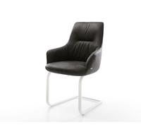 Cantilever Zelia-Flex avec accoudoirs microfibre antracite vintage pied cantilever plat blanc ressorts ensachés