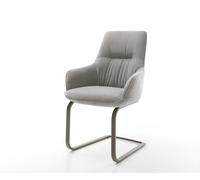 Cantilever Zelia-Flex avec accoudoirs tissu structuré doux Grau gris pied cantilever plat aspect titane ressorts ensachés