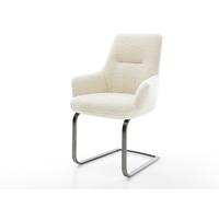 Cantilever Zelia-Flex avec accoudoirs tissu teddy beige pied cantilever plat grafiete ressorts ensachés