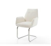 Cantilever Zoa-Flex bouclé blanc pied cantilever plat acier inoxydable brossé ressorts ensachés