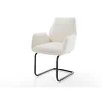 Cantilever Zoa-Flex bouclé blanc pied cantilever rond noir ressorts ensachés