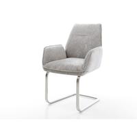 Cantilever Zoa-Flex chenille gris argenté pied cantilever plat acier inoxydable brossé ressorts ensachés