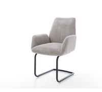 Cantilever Zoa-Flex côtelé gris argenté pied cantilever rond noir ressorts ensachés