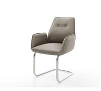 Cantilever Zoa-Flex cuir de vache couleur boue pied cantilever plat acier inoxydable brossé ressorts ensachés