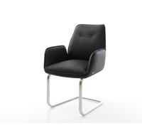 Cantilever Zoa-Flex cuir de vache noir pied cantilever plat acier inoxydable brossé ressorts ensachés