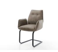 Cantilever Zoa-Flex microvelours taupe vintage pied cantilever plat noir ressorts ensachés