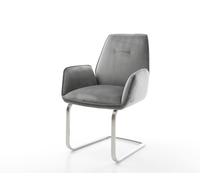 Cantilever Zoa-Flex velours gris pied cantilever plat acier inoxydable brossé ressorts ensachés
