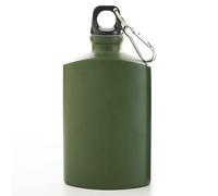 Cantine, cantine à eau, 500 ml de bouteille d'eau 4x6, alliage en aluminium vert armée, bouteille plate fuite portable avec clip pour extérieur, randonnée, camping