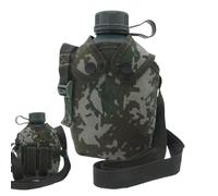 cantine d'eau avec sangle, bouteille d'eau en militaire avec housse | isolie Bouteille de liquide de randonnée avec sangle pour sport en plein air 1 l