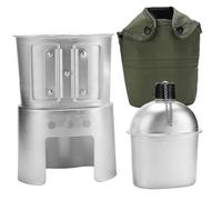 Cantine en Acier Inoxydable, kit de Cantine, métal en Aluminium de 850 ML avec Tasse et poêle, Ensemble Complet cantines Militaires pour Le Camping, la randonnée et Les Aventures en Plein air