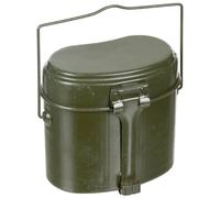 Cantine en aluminium de l'Armée Roumaine 2 parties - utilisé - Demobil - Olive