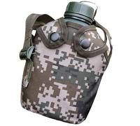 Cantine Militaire 1l en Alliage D'aluminium pour Randonnée et Escalade | Pochette en Toile à Fermeture Pression, Crochet Intégré, Format Compact, Usage Outdoor