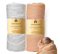 Cantoblanc® Lange Bébé Coton Bambou 120x120 cm XXL, Lot de 2 Carré Gaze