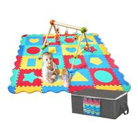 Cantoblanc® Tapis Puzzle Bebe. Tapis d Eveil Bebe + Sac de Rangement. Tapis Motricité Bébé. 36 Dalles Mousse Figures Géométriques et Bordures. Grande Taille et épaisseur (140 * 140 * 1,2cm)