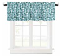 Cantonnière à fleurs turquoise d'été, décoration de ferme, rideaux rustiques à passe-tringle, motif floral printanier, pour salon, chambre et cuisine, 137 cm de large x 45 cm de long - 1 panneau