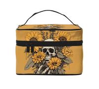 Cantonnière de fenêtre à motif de tournesol avec passe-tringle - Motif tête de mort - Rideau occultant court pour salon, chambre à coucher, cuisine - 117 x 45 cm