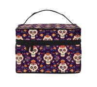 Cantonnière de fenêtre à motif tête de mort mexicaine avec passe-tringle - Motif floral - Pour salon, chambre à coucher, cuisine - 117 x 45 cm