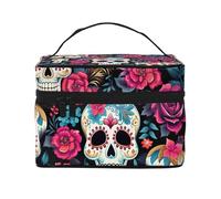 Cantonnière de fenêtre en forme de squelette de sucre avec passe-tringle Motif tête de mort Jour des morts Rideau à étages courts pour salon, chambre à coucher, cuisine, décoration 117 x 45 cm