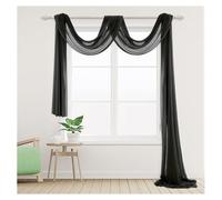 Cantonnière - Décoration mains libres - 75 x 600 cm - Noir - Rideau décoratif pour arche de mariage - Voile transparent - Arche en tulle - Décoration pour photographie, fête, anniversaire, baptême