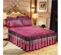 Cantonnière Drap Lit Double 3 Pièces Ensemble De Literie Lit Moelleux De Luxe Couvre-lit Jupe De Lit Surélevée Draps en Lin Réglables Queen King Size Housse avec Tai, Bean Paste, 3pcs 150x200cm