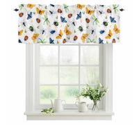 Cantonnières d'insectes pour fenêtres, papillon coloré, libellule, coccinelle, abeille, araignées, aquarelle, cantonnière courte pour cuisine, salle de bain, chambre à coucher, 152,4 x 35,6 cm