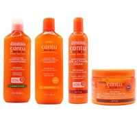 Cantu crème de curling à la noix de coco 12oz avec shampoing et revitalisant sans sulfate 12oz et crème activatrice de boucles hydratante au beurre de karité 12oz