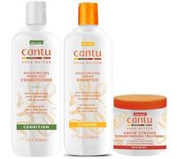Cantu Shea Butter Hair Care Bundle (3 Pack) Featuring Cantu Shea Butter Moisturizing Cream Shampoo (1), Cantu Shea Butter Moisturizing Rinse Out Conditioner (1) and Cantu Shea Butter Grow Strong Strengthening Treatment (1) by N/A
