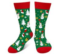 Cantustime Chaussettes de Noël amusantes pour hommes, femmes, adolescents, garçons - Cadeaux de Père Noël secret, fantaisie, chaussettes amusantes, I-bonhomme de neige-arbre-a, Medium-Large