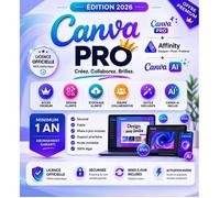 Canva Pro 2026 avec IA - Abonnement 1 an (PC, Mac, Android, iOS)