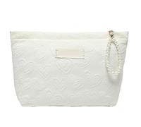 Canvas Beauty Fashion Flower Cosmetic Pouch Storage for Travel and Work Canvas, blanc, Beauté de masse