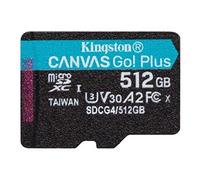 Kingston Canvas Go Plus microSDXC Memory Card Gen4 200MB/s A2 U3 V30 512GB Single Pack w/o ADP Card only-SDCG4/512GBSP