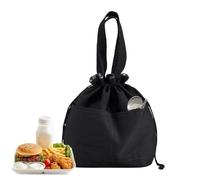 Canvas Lunch Bag - Reusable Lunch Box Bag | Insulated LunchBag with Handle | Drawstring Closure, Front Pockets, for Students Teachers Teens Women Men Kids, Portable for Beach Picnic Camping School