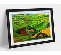 CANVAS MONKEY David Hockney, Road Across The Wolds - Impression murale encadrée en papier - A4 - Cadre noir