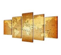 Canvas muurdruk print set wereldkaart 100 x 50 cm241596 Multicolore G