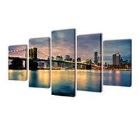 Canvas muurdruk set Brooklyn Bridge rivier uitzicht 200 x 100 cm241555 Multicolore G