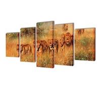 Set De Toiles Murales Imprimées Lions 100 X 50 Cm