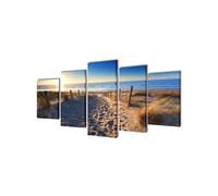 Canvas muurdruk set zandstrand 200 x 100 cm241565 Multicolore G
