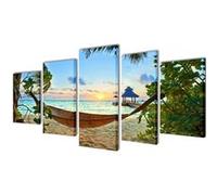 Canvas muurdruk set zandstrand met hangmat 200 x 100 cm241563