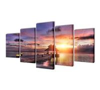 Canvas muurdruk set zandstrand met paviljoen 200 x 100 cm241567 Multicolore G