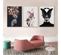 Canvas Painting 3 Piece 15.7x23.6 in(40x60cm) no Frame Abstract Flower Woman Canvas Painting Fashion Sexy Nude Lady Wall Art Poster Modern Art Picture Home Decor